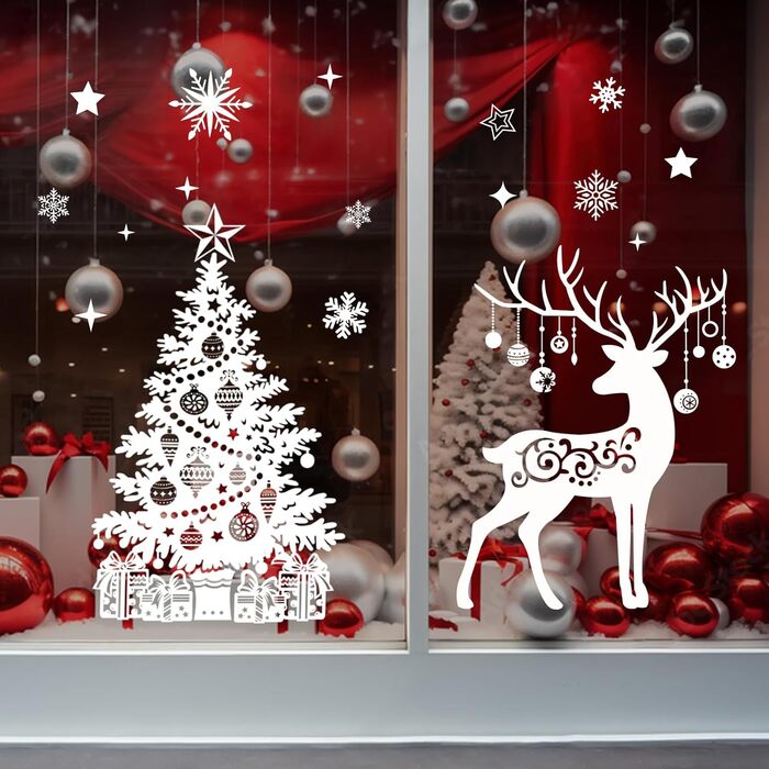 Різдвяні наклейки на вікна AFXXE 104 шт великі білі