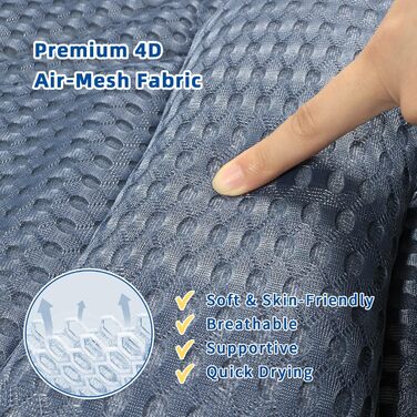 Підголовник для ванни з підтримкою шиї та спини, з 6 антиковзкими присосками, сітка 4D, білий (блакитний)