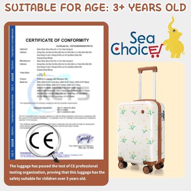 Набір дитячих валіз Sea choice легкий, тверда оболонка, 4 колеса, TSA, YKK, 53x34x21см (Daisy White)