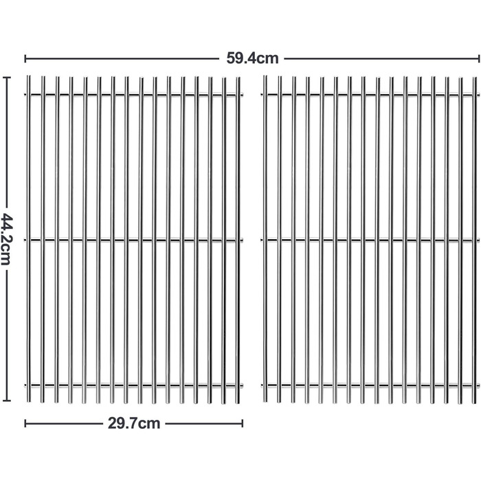 Запасна частина для серії Weber Spirit I і II 200, 44,5 см гриль-барбекю для Spirit E-210 E-220 Spirit S-210, газові грилі з чавуну S-220 з передніми контрольними гратами 2 шт. (решітки з нержавіючої сталі 7639)