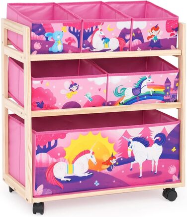 Органайзер для іграшок HOMCENT з колесами та 6 контейнерами великої місткості для дитячої кімнати, дівчачої кімнати