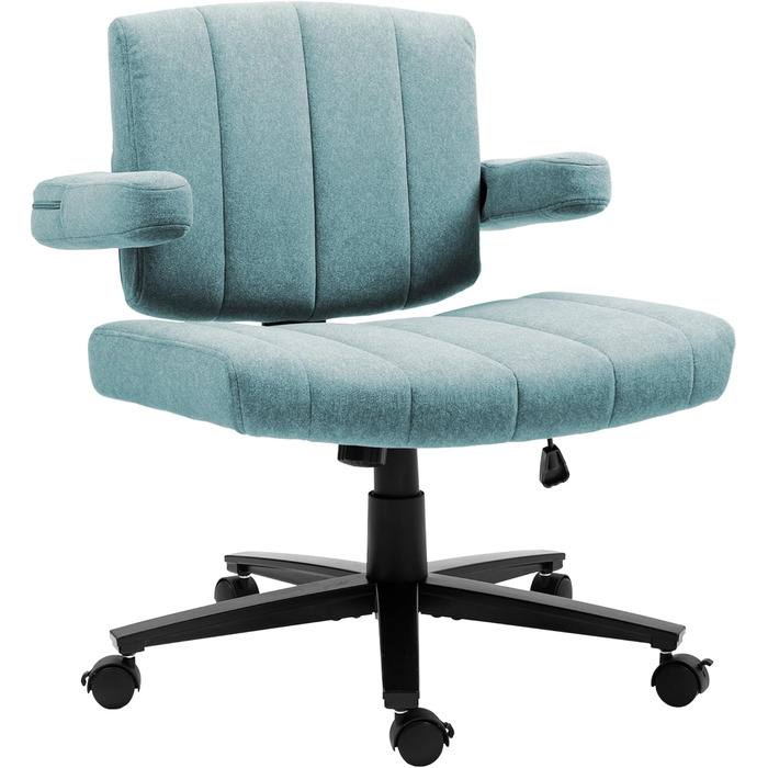 Крісло Vigosit Criss Cross з колесами, регульовані підлокітники, антиковзаюча тканина, комфортне сидіння, сучасний стиль, поворотне, для дому, туалетного столика, офісу (Сірий) (Блакитний)