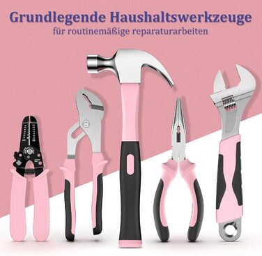 Набір інструментів Sundpey 281 предметів в кейсі рожевого кольору: набір гайкових ключів, викруток, шестигранників, плоскогубців