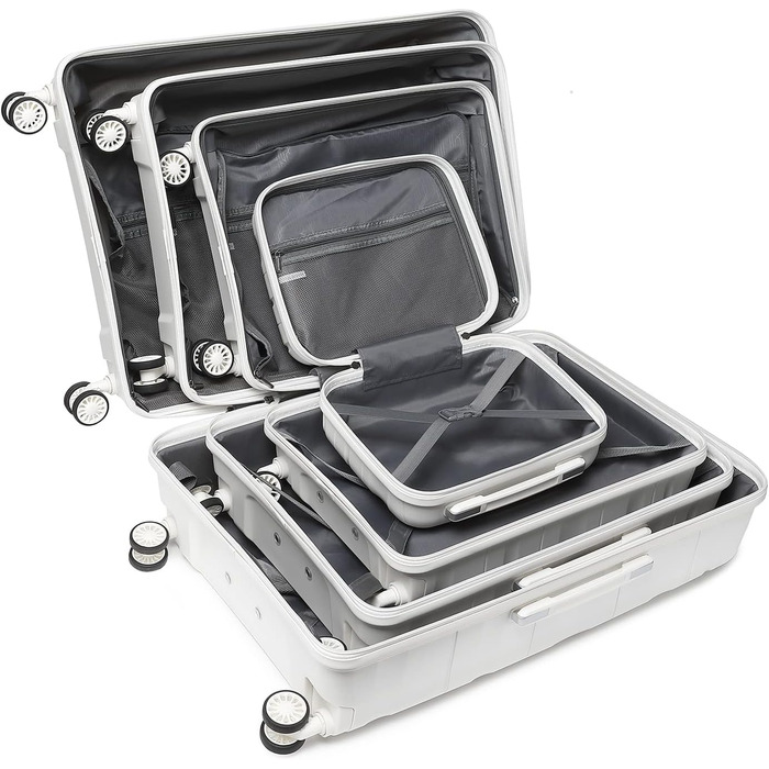 Валіза-тележка KONO: легка та міцна валіза з TSA замком та 4 колесами (білий)