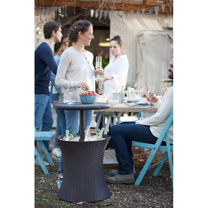 Столик-холодильник Keter Pacific Cool Bar: 3-в-1 (стіл, журнальний столик, кулер) для відпочинку на відкритому повітрі, 30л, колір коричневий