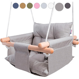 Дитяча гойдалка Cateam з дерева для дому та саду. Безпечний ремінь, від 12 місяців. Різні кольори (тауп-сірий)