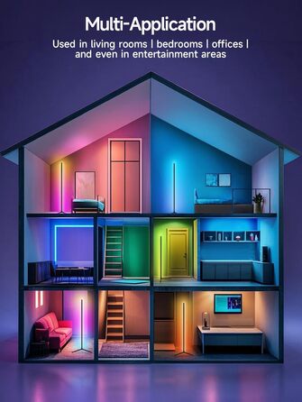 Світлодіодний торшер RGB з кутовим освітленням, керуванням зі смартфона та пультом, синхронізація з музикою, 16 млн кольорів для спальні, ігрової кімнати