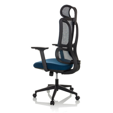 Офісне крісло / Крісло з обертанням ERGOMY, сидіння з тканини / спинка з сітчастої тканини, блакитне, mybuero