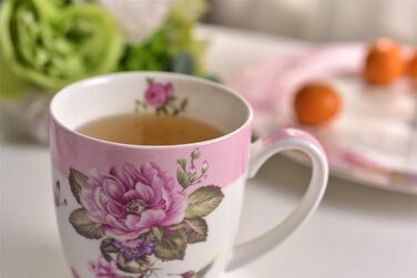 Комплект чашок для кави London Boutique K414, 330 мл, рожевий, 4 шт. (Porzellan, Shabby Chic, Vintage)