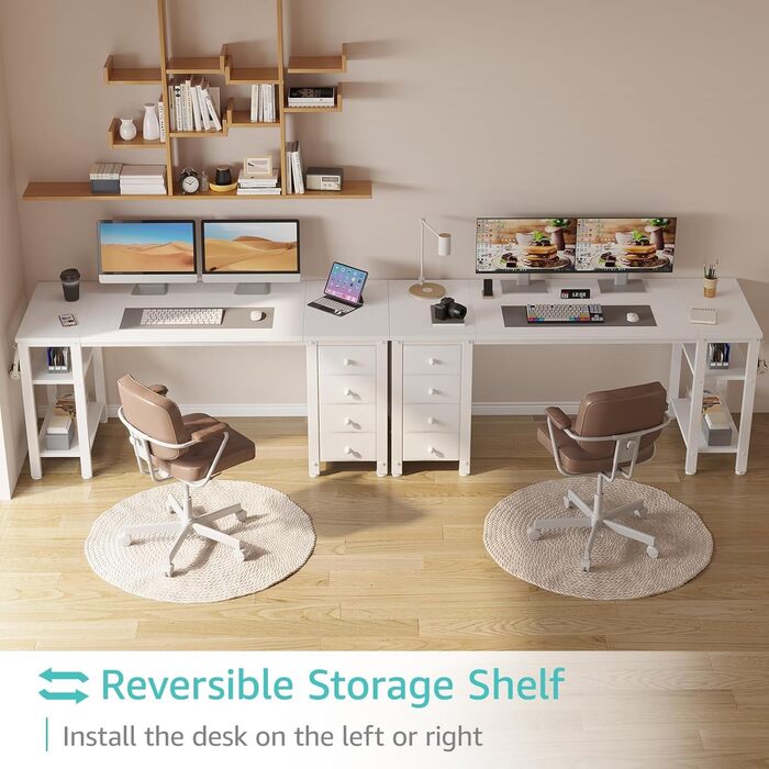 Комп'ютерний стіл Lufeiya з 4 висувними ящиками та полицями для зберігання, для дому, офісу, спальні, сучасний, простий дизайн, для студентів, ПК, 119,4 см