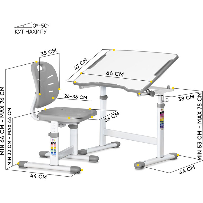 Комплект Evo-kids (стіл+стіл) Evo-07 Ergo Grey (арт. Evo-07 Ergo G)