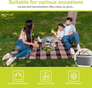 Набір ланч-боксів Lille Home 1065 мл з термоізоляцією, 2 контейнери BPA-free, сумка, столовий прилад, зелений