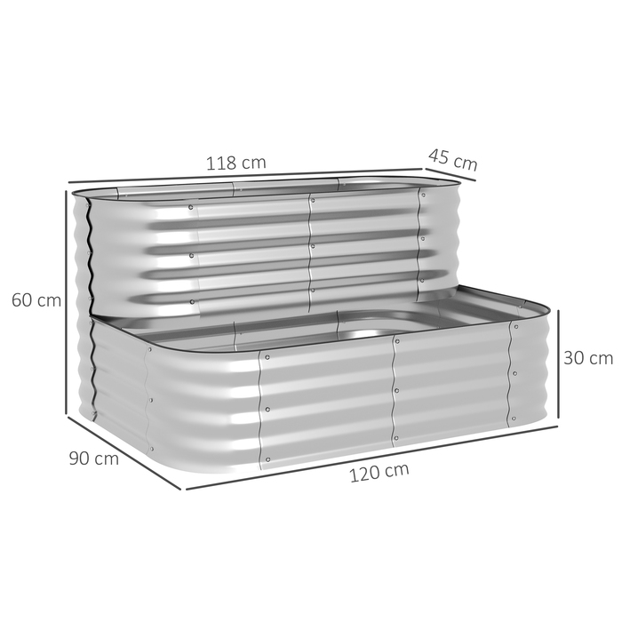 Полиця для рослин Outsunny Flower Shelf Садовий балкон 118x45x30см виготовлений з металу в сріблястому кольорі, міцний і стильний для ваших рослин