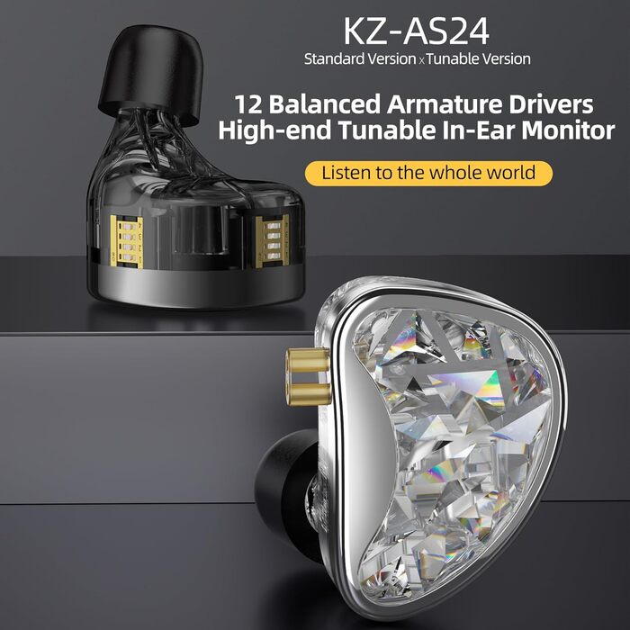 Навушники Yinyoo KZ AS16 IEMS 8, HiFi у вусі, 8 BA на сторону, кабель 0,75 мм, без мікрофона