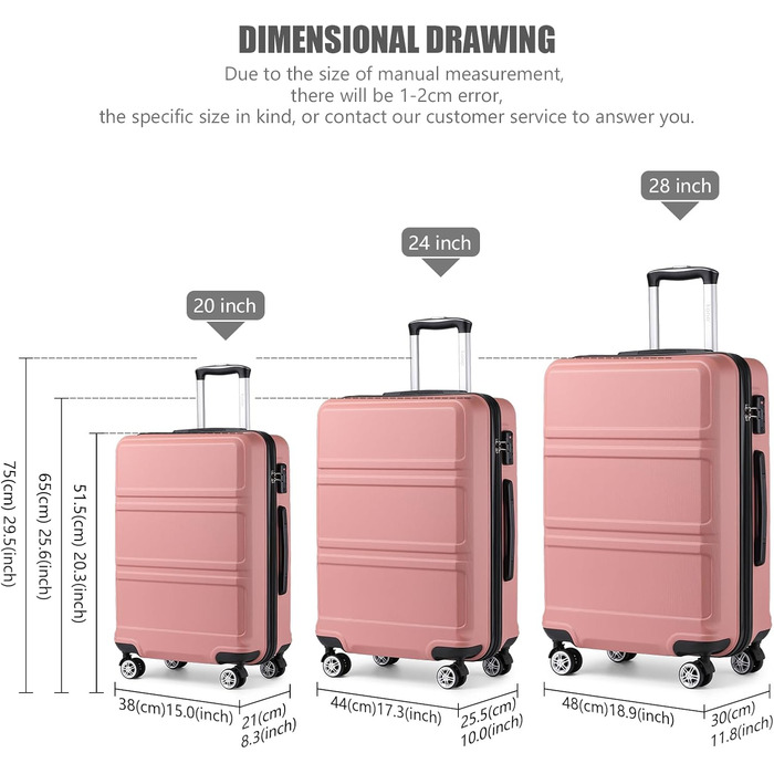 KONO Чемодан-Тролей Рожеве Золото (55 см)