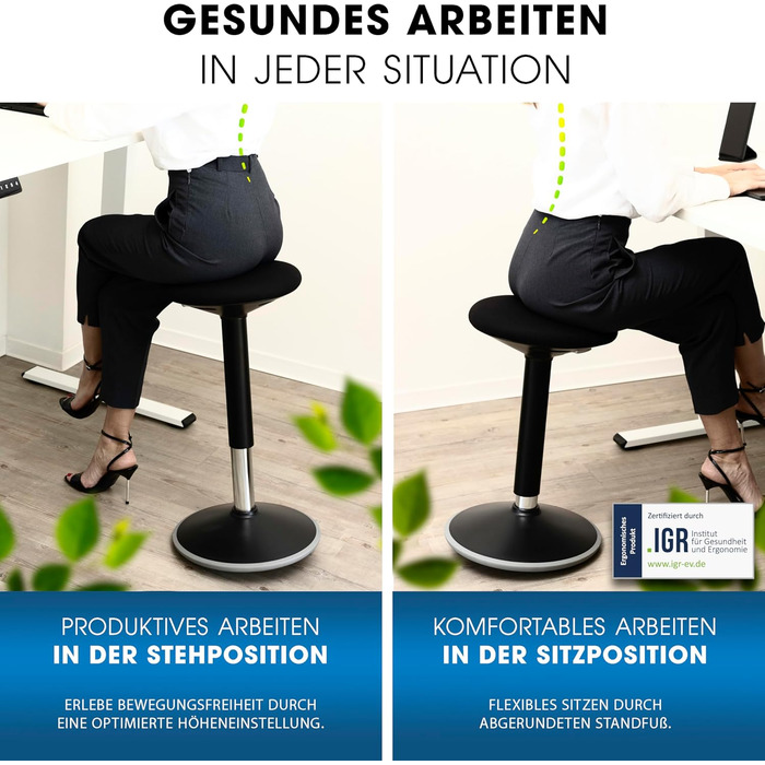 Ергономічний офісний стілець-трансформер 2-в-1 з регулюванням висоти (чорний) | Стілець для здорової спини