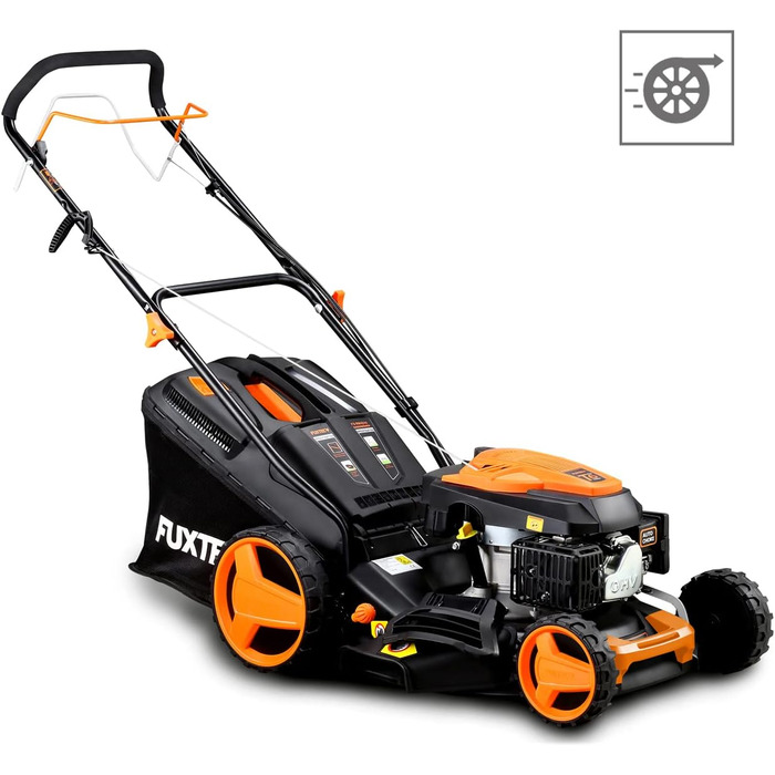 Бензиновий газонокосарка FUXTEC FX-RM4346 4-в-1 з приводом на задні колеса, ширина косіння 42 см, 46 см об'єм двигуна, 40л травоспікач