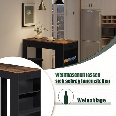 Стіл-бар WOLTU з ящиком та полицями, вінтажний коричневий (100 x 50 x 100 см)