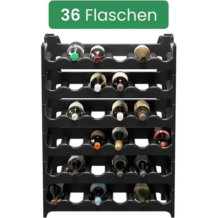 Стелаж для вина ARTECSIS, 36 пляшок, пластик, для ресторану, модульний, чорний