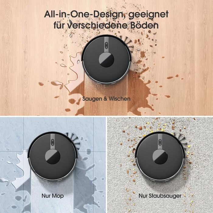 Робот-пилосос BPMIO з функцією миття підлоги та станцією самоочищення, потужність всмоктування 6500Pa, навігація LiDAR, час роботи 180 хвилин, ідеально підходить для шерсті тварин, килима та твердих підлог (B40 Plus)