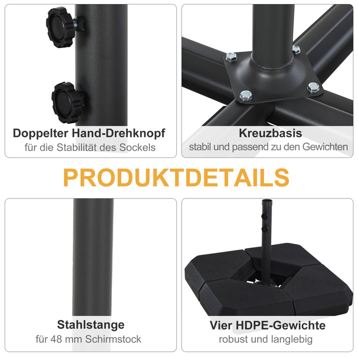 Підставка для парасольки HOMCOM HDPE чорний, стабільний тримач для парасольки для саду та патіо