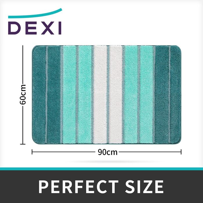 Килимок для ванної кімнати DEXI нековзний, поглинаючий, м'який, можна прати в пральній машині (60 x 90 см, зелений)