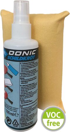 Ракетка для настільного тенісу Donic-черепаха Carbon CarboTec 3000 & Набір для чищення настільного тенісу Donic-черепаха, 100 мл засобу для чищення настилу в насосі-розпилювачі і губка для чищення, 828529