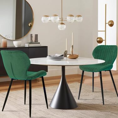 Набір з 2-х м'яких крісел для вітальні, кухні та їдальні CangLong, зелені, з масивними дерев'яними ніжками