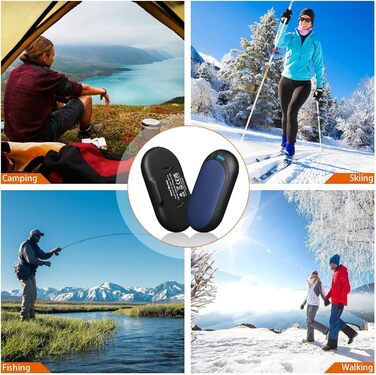 Електричний грієчка для рук, перезаряджається, 2 шт. з акумулятором 6000mAh, USB-кабель, 3 режими нагріву, 20 годин тепла, перезаряджається, для активного відпочинку взимку (чорний, синій)