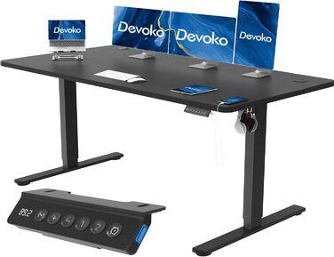 Електричний стіл Devoko з регулюванням висоти з USB, 160x70см, чорний