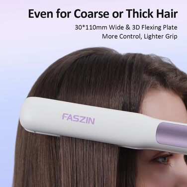 В 1 Випрямляч для локонів і випрямлення, 20 секунд швидкого нагрівання, іонний випрямляч для волосся з титановими пластинами для гладкої зачіски, 3D-плаваюча панель запобігає висмикуванню волосся, з РК-дисплеєм, 130C-230C - (білий), 2