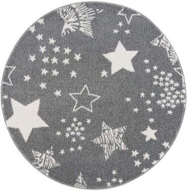 Килим міський Дитячий ковролін - Stars Sky 120 см Round Grey - Модерн для дитячих кімнат