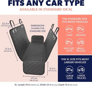 Килимок для захисту заднього сидіння та багажника автомобіля Active Pets - водонепроникний, чорний
