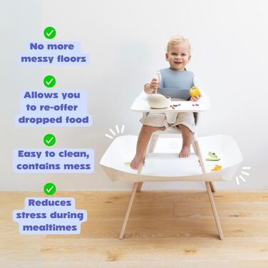 Підставка для тарілки Stokke Tripp Trapp - білий аксесуар для дитячого стільчика, збірник крихіток та розливів, для дітей (стілець продається окремо)