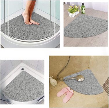 Нековзний килимок для душу, М'який комфортний безпечний килимок для ванни 60 х 60 см, антибактеріальний килимок для ванної з дренажними отворами, нековзний килимок для душа для ванної та вологих приміщень (60 х 60 см, Ш)