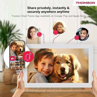 Рамка для фото Thomson Fotorahmen 15 дюймів біла – FHD IPS сенсорний екран, 32 GB, Wi-Fi, поворот, підтримка iOS/Android