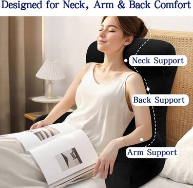 Підлогове крісло-мішок Tinuniyaa з підлокітниками, велике, для читання, роботи, перегляду телевізора, ігор та відпочинку. Максимальна висота користувача 163 см, вага 3.5 кг (Чорний, Стандартний)