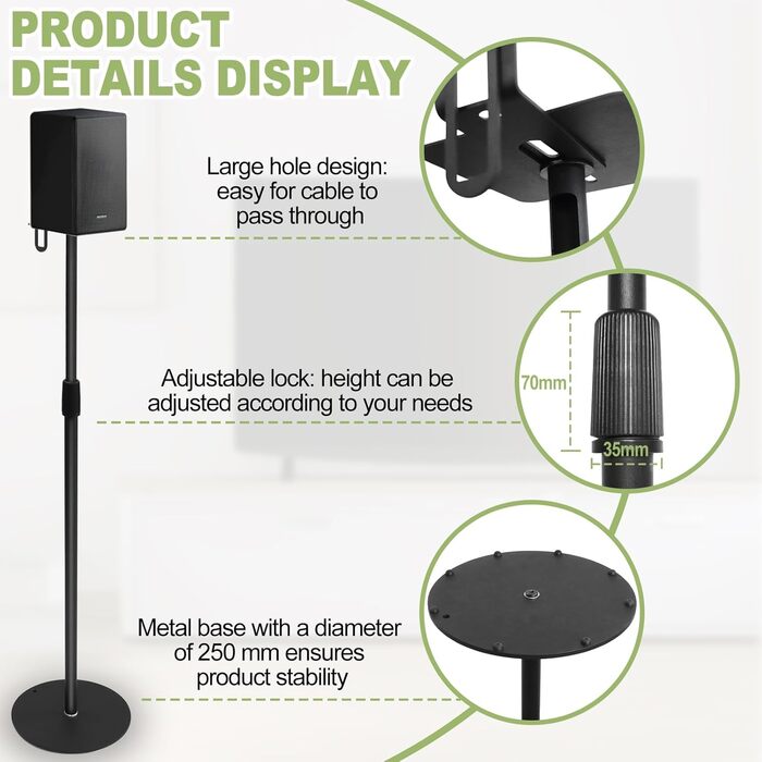 Підставка для колонок, 2 шт., сумісна з Samsung, Sony, регулюється по висоті від 73,7 до 139,7 см, для колонок до 5 кг, універсальна підставка Gekufa
