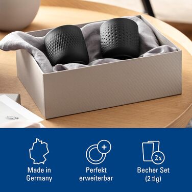 Villeroy & Boch Kaffeebecher Set – 2 шт., чорний, преміум-фарфор, для мікрохвильової печі та посудомийної машини