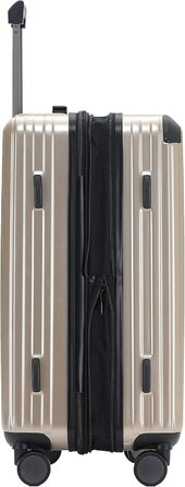 Чемодан з TSA-замком, телескопічною ручкою та 4 колесами, міцний корпус (Champagne, Mittel Koffer)