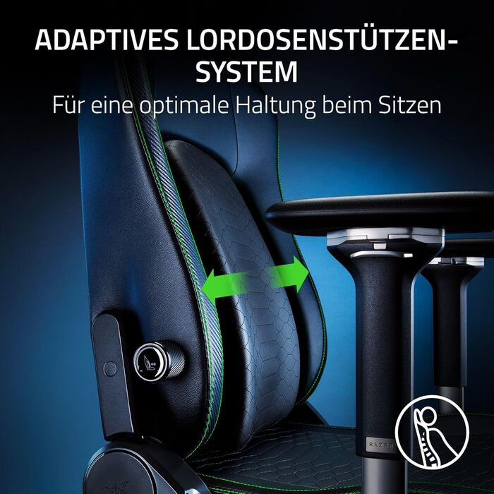 Ігровий крісло Razer Iskur V2 X з підтримкою попереку (м'яка тканина, 2D підлокітники, щільна піна)