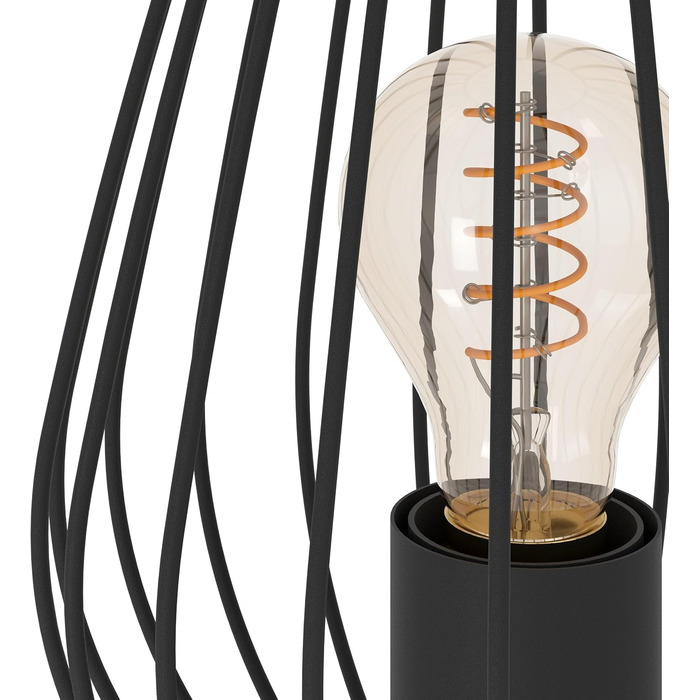 Настільна лампа EGLO Newtown: вінтажна модель з металу, чорного кольору, з вимикачем, цоколь E27 (без лампочки)