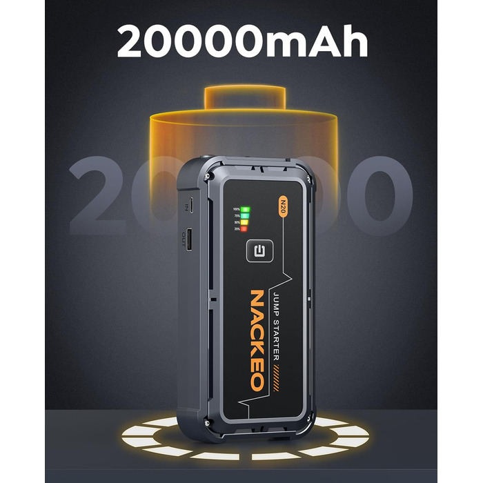 Powerbank для запуску двигуна 7000A - запуск авто, SUV, мотоцикла, вантажівки. 12V, LED ліхтарик, кабель для підключення