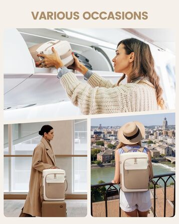 Рюкзак жіночий LOVEVOOK 40L для подорожей та авіаперельотів, Carry On, Beige Khaki, 17 дюймів