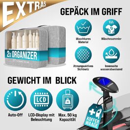 Набір валіз Monzana® 4 шт. з замком, органайзером, вагами та ременями. Валізи з жорсткою конструкцією S-M-L-XL (Срібний)