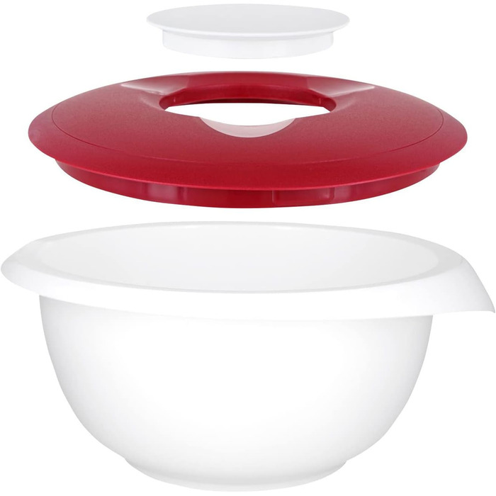 Набір для випічки Westmark Back-Set 4 шт. з мисками, вінчиком, мірним посудом та скребком/демідером, пластик, білий/червоний/прозорий