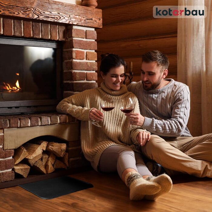 Підставка під камін KOTARBAU® з порошкового покриття, сталь, 30 x 50 см (Чорний)