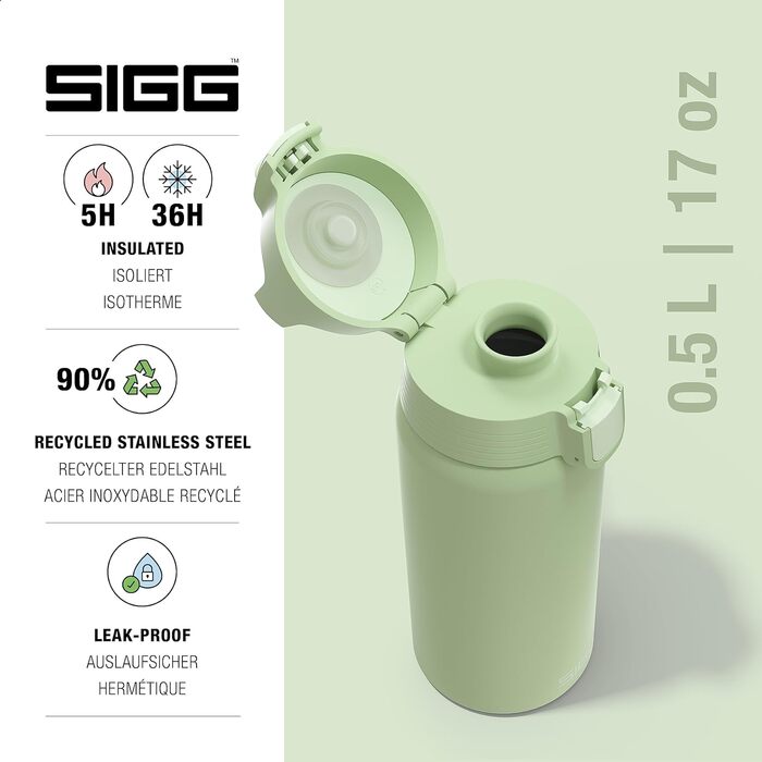 Ізольована пляшка для води - Shield Therm One - Підходить для газованих напоїв - Герметичний - Можна мити в посудомийній машині - Не містить бісфенолу А - 90 переробленої нержавіючої сталі - синій - 0,75 л (еко-зелений, 0,5 л)