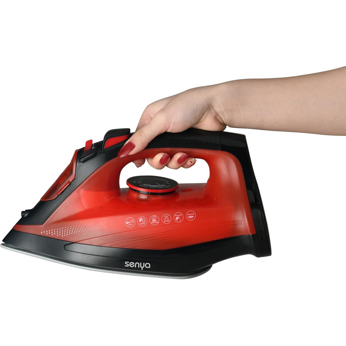 Бездротовий парогенератор SENYA Simple Move V2 - 2400 Вт, 35 г/хв, керамічна підошва, вертикальне прасування, червоний