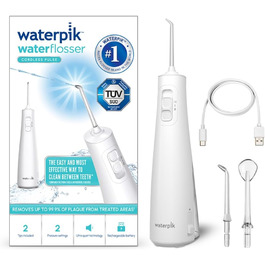 Waterpik Pulse бездротова пульсуюча іригатор, професійний, видаляє наліт 99,9%, 2 режими, очищувач міжзубного простору, білий